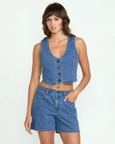 Volcom Women's Stoned Boyfriend Vest In Blue