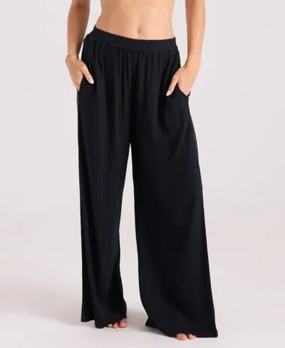 Volcom Stoneshine Junki Wide Leg Cover-up Pants In Black