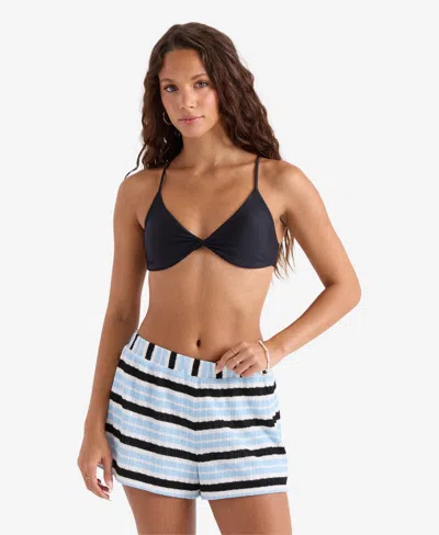 Volcom Women's Striped Pull-on Swim Cover-up Shorts In Blue