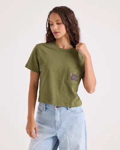 Volcom Women's Super Melt Pocket Dial Tee In Martini Olive