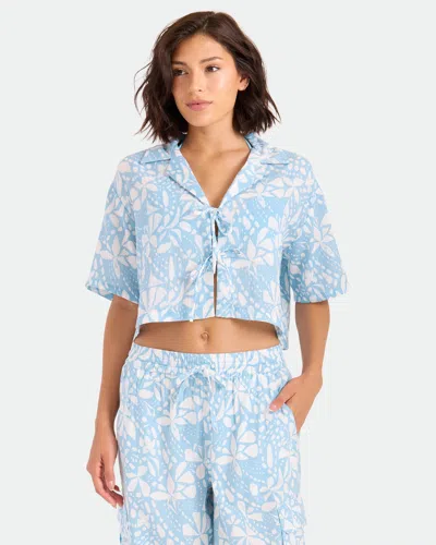 Volcom Women's Tied Up Crop Shirt In Summer Song