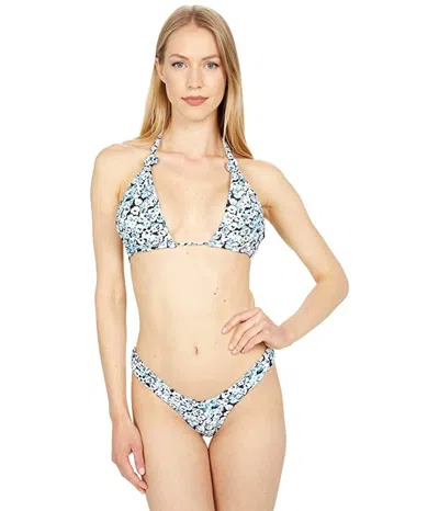 Volcom Women's  Bloom Generation Bikini Top Blue Stretch Swimwear Jdm1996 In Gray