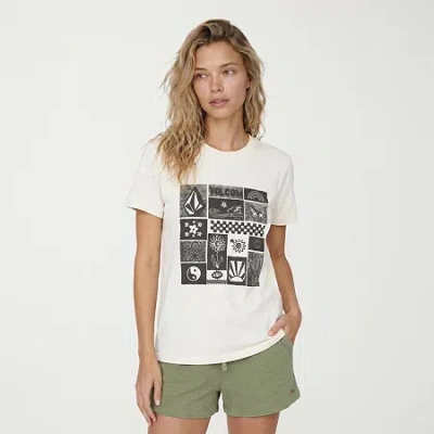 Volcom Womens Juniors Crew Neck Short Sleeve Regular Fit Graphic T-shirt In Animal Print