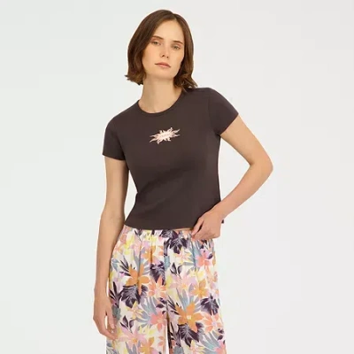 Volcom Womens Juniors Short Sleeve Graphic T-shirt In Brown