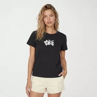 Volcom Womens Juniors Short Sleeve Regular Fit Graphic T-shirt In Black