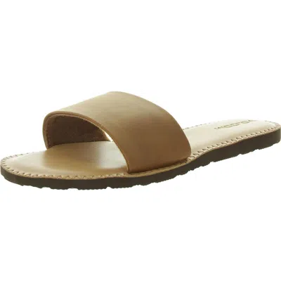 Volcom Womens Solid Faux Leather Slide Sandals In Green
