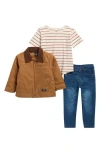 Volcom Zip Jacket, Stripe T-shirt & Slim Leg Jeans In Brown