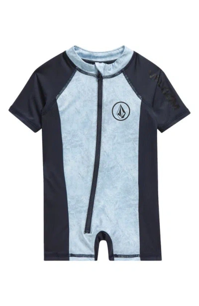 Volcom Babies' Zip One-piece Rashguard Swimsuit In Blue