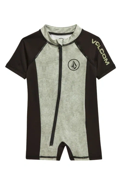 Volcom Babies' Zip One-piece Rashguard Swimsuit In Military