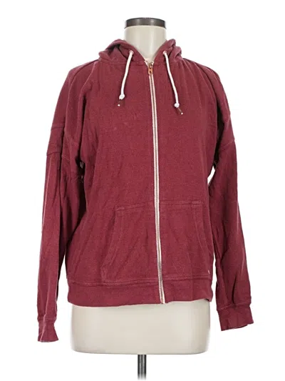Pre-owned Volcom Zip Up Hoodie In Burgundy