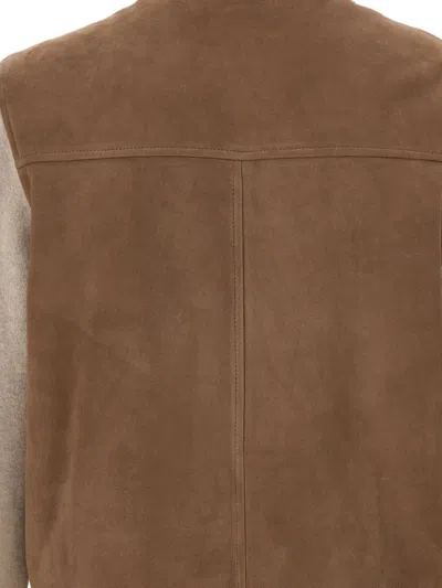 Volfagli Arena Shearling-collar Leather Jacket In Brown
