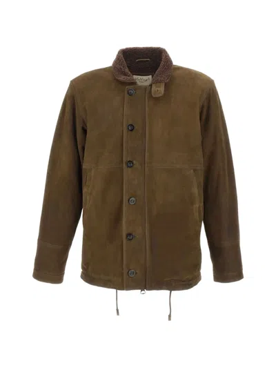 Volfagli Brera Buccio Suede Jacket In Brown