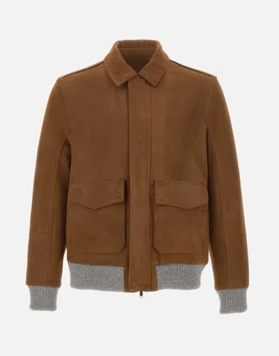 Volfagli David Buccio Suede Bomber Jacket In Brown