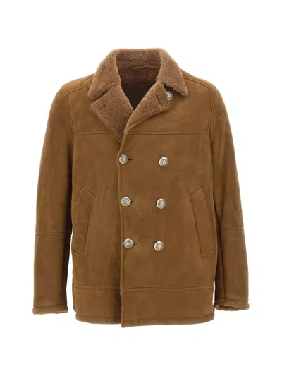 Volfagli Double-breasted Boboli Merinillo Jacket In Brown
