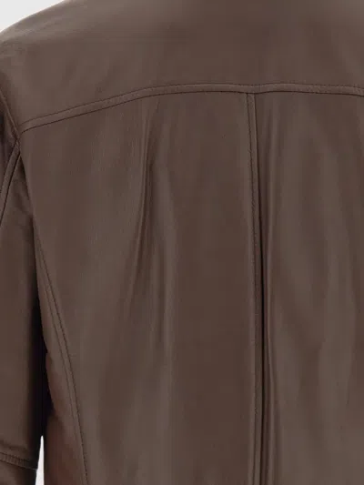 Volfagli Fox18 America Leather Jacket In Brown