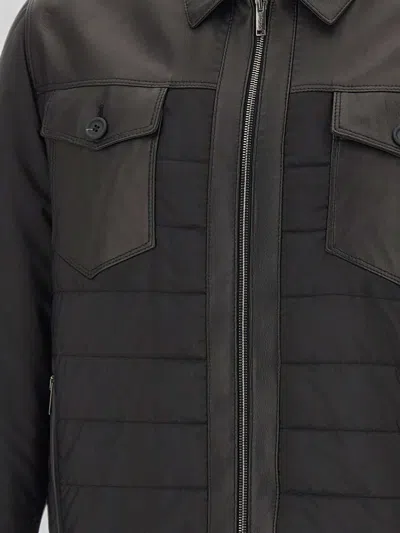 Volfagli Massenzio Leather-panelled Quilted Jacket In Black