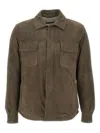 Volfagli Modigliani Camoscio Buttoned-pockets Leather Jacket In Gray