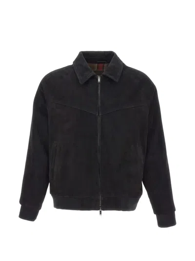 Volfagli Pantheon Buccio Suede Bomber Jacket In Black