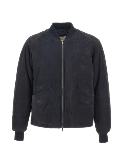 Volfagli Pitti Camoscio Leather Jacket In Blue