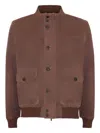 Volfagli Ribbed-knit Leather Jacket In Brown