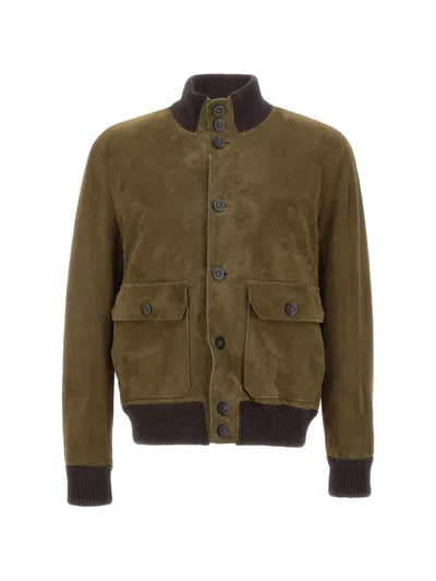 Volfagli San Severo Buccio Suede Bomber Jacket In Multi