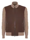 Volfagli Suede Knitted-sleeve Jacket In Brown