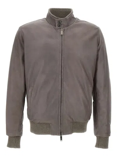 Volfagli Zip-fastening Leather Jacket In Gray