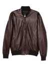 Volfagli Zipped-leather Jacket In Brown