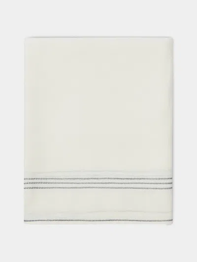 Volga Linen Hem-stitch Linen Rectangular Tablecloth  Abask Luxury Gift In Neutral