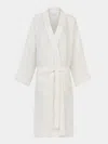 Volga Linen Liège Hem-stitch Linen Robe Size: L In White