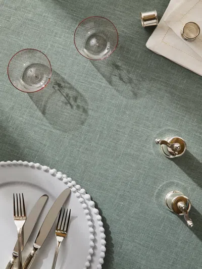 Volga Linen Linen Round Tablecloth (110in/2.8m) In Green