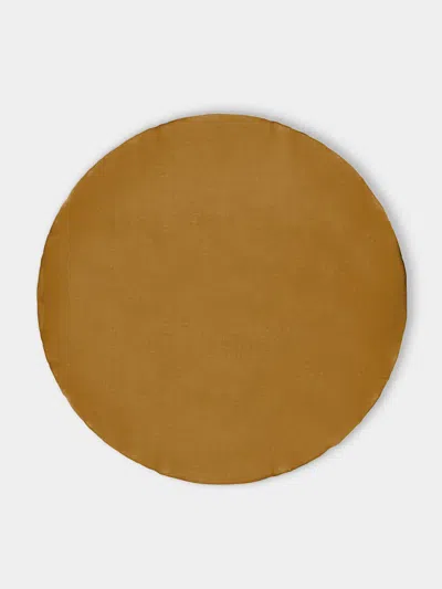 Volga Linen Linen Round Tablecloth (110in/2.8m) In Brown