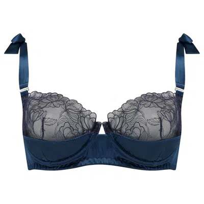 Vollers The Corset Company Limited Women's Blue Aria Satin Balcony Bra