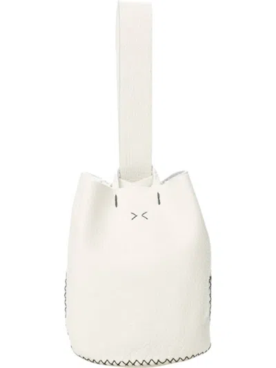Volta Atelier Women's Handmade Leather Bucket Bag In White