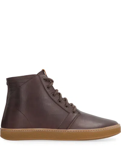 Volta Leather High-top Sneakers In Brown