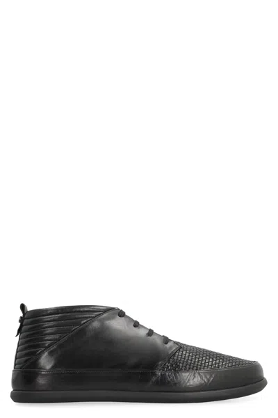 Volta Leather Mid-top Sneakers In Black
