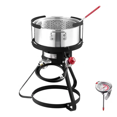 Voltzze 10 Qt Fish And Wing Fryer, Aluminum Propane Fish Fryer Kit, Outdoor Deep Fryer Seafood Pot With Ther