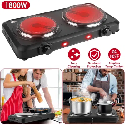 Voltzze 2000w Electric Infrared Dual Burner Portable Heating Hot Plate Stove Countertop Rv Hotplate With 7.5