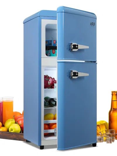 Voltzze 3.5 Cu. Ft Compact Refrigerator, Retro Mini Fridge With Freezer, Small Drink Chiller With 2 Door Adj