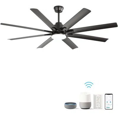 Voltzze 66 Inch Modern Ceiling Fan With Dimmable Led Light 8 Abs Blades Smart Remote Control Reversible Dc M