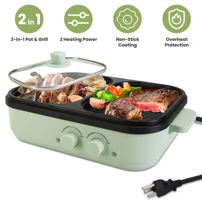 Voltzze Electric Hot Pot With Grill 2-in-1 Hot Pot And Frying Pan Portable Non-stick Pot And Griddle Electri