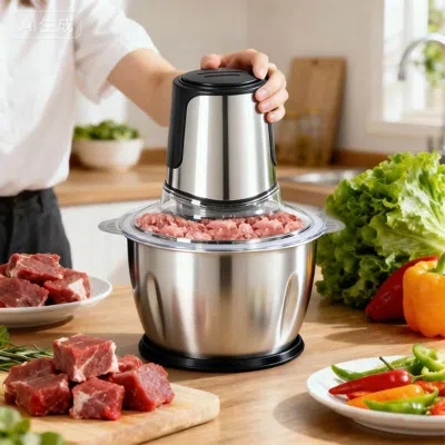 Voltzze Food Processor, Electric Meat Grinder, Vegetable Chopper, With Dual Bowls