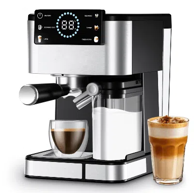 Voltzze Semi-automatic Coffee Machine 20bar Professional Espresso With Milk Frother, Visual Temperature And 
