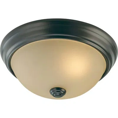 Volume Lighting 1 - Light 11" Simple Bowl Flush Mount In Antique Bronze