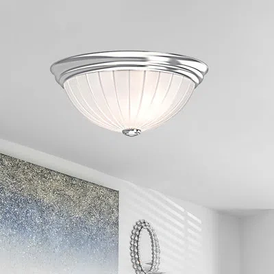 Volume Lighting 1 - Light 11" Simple Bowl Flush Mount In Brushed Nickel