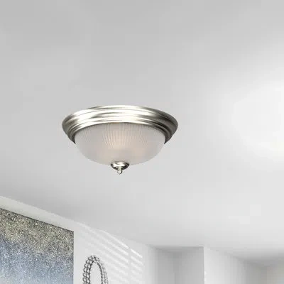 Volume Lighting 1 - Light Simple Bowl Flush Mount In Brushed Nickel
