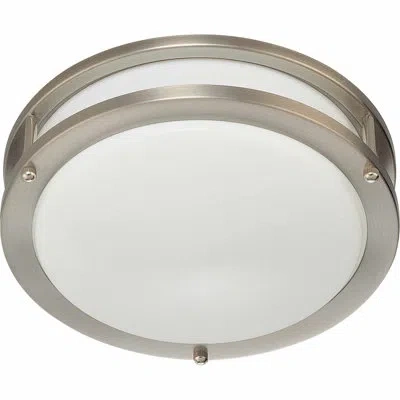 Volume Lighting 1 - Light Simple Drum Flush Mount In Brushed Nickel