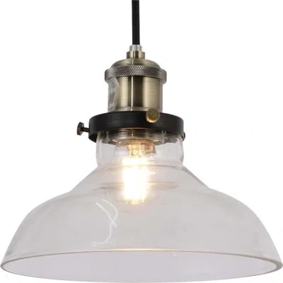 Volume Lighting 1-light Black And Antique Brass Single Island Pendant Light