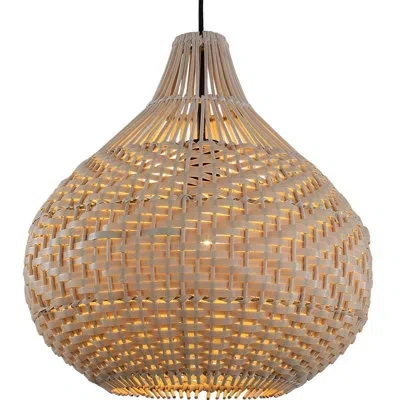 Volume Lighting 1-light Black & Natural Rattan Basket Pendant Light