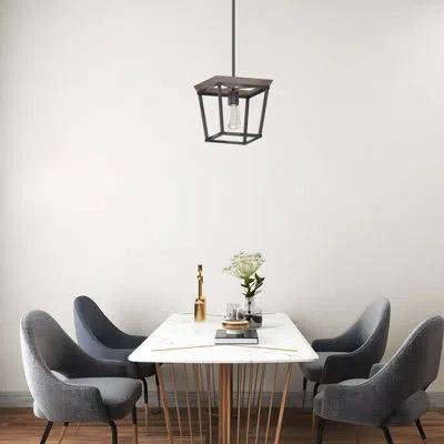 Volume Lighting 1-light Black And Wood Grain Bulb Pendant Light In Black & Wood Grain